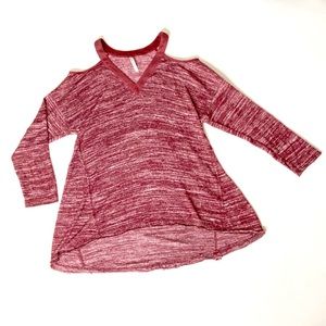 Mur Mur Deep Red Open Shoulder Sweater Tunic